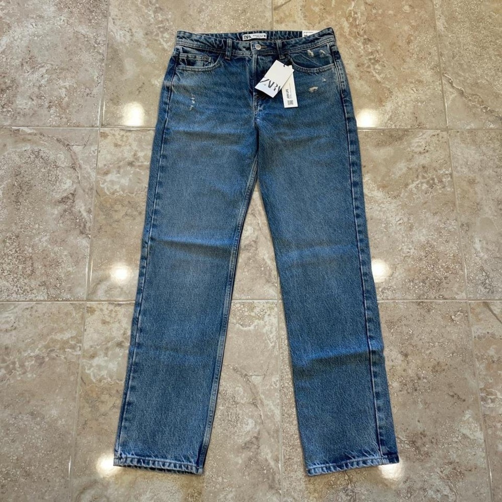 Zara Mid Rise Straight Leg Jeans